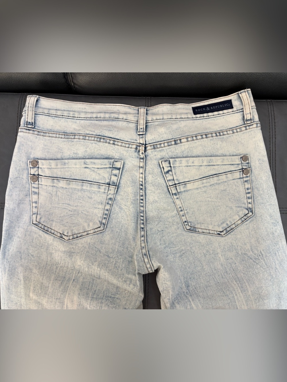 Rock & Republic Kashmiere Light Blue Acid Wash Skinny Jeans Size 14 Stretch - Picture 5 of 6